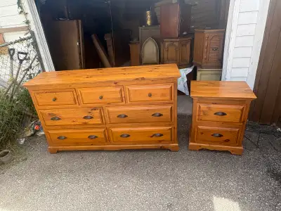 Free delivery used Solid Wood Dresser and Nightstand Set, View more