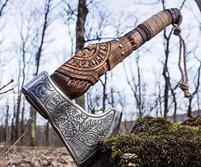 Custom Handmade Carbon Steel Viking Axe Hand Forged Outdoor Hunt, View more