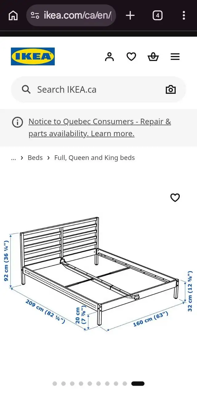 Grand Lit  IKEA Queen Bed in Beds & Mattresses in Longueuil / South Shore - Image 4