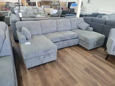 4 Seater Sectional Corduroy Sofa Bed with Dual Storage Chaise , View more