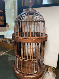 Antique Chinese BAMBOO Bird CAGE 16” H .