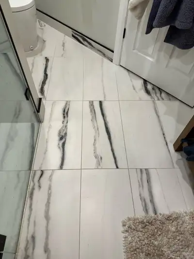 Brand New Floor Tile priced at $2.30 sq. Ft. Photos for reference to see the install, matte white ma...