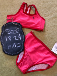 Brand New Joe Fresh 2 piece girl Swim wear Salmon Color - 18-24