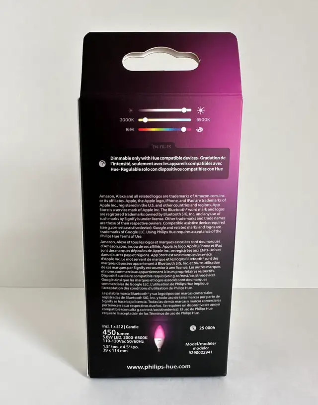 Philips Hue White & Colour Ambiance Chandelier Bulb in Indoor Lighting & Fans in Mississauga / Peel Region - Image 3