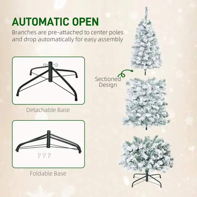 6ft Prelit Artificial Pencil Christmas Tree, Snow Flocked Slim X in Holiday, Event & Seasonal in Markham / York Region - Image 6