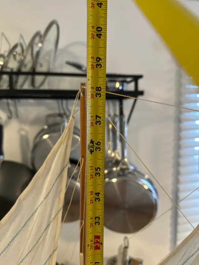 Large Handcrafted Wooden Sailing Ship Model – 54” Nautical Décor in Arts & Collectibles in Trenton - Image 3