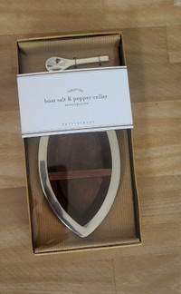 Pottery Barn Tabletop Boat Salt & Pepper Cellar with Spoon