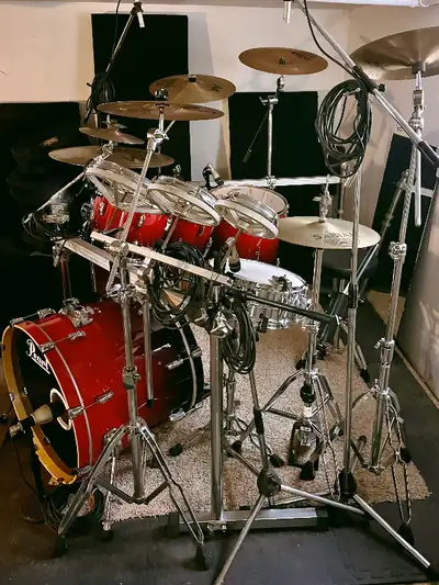 Pearl Drum Set 8 Piece fully loaded with extras! professionally tuned for studio and gigging ready t...