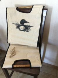 Loon Wall Hanging or Carry Bag with Wood Handles