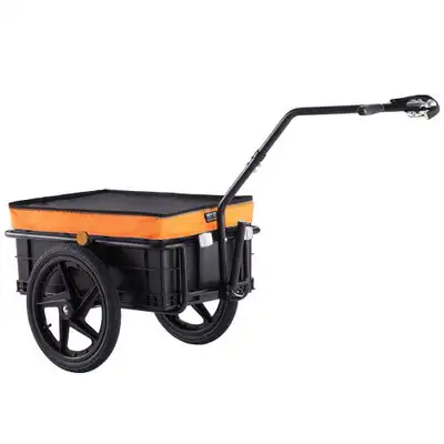 Brand new. Opened box. Black/Orange Heavy-Duty Bicycle Wagon Cart, Foldable Compact Storage with Uni...