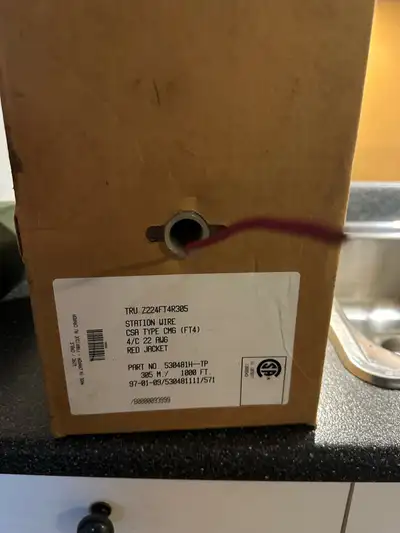 Station Wire CSA Type CMG (FT4) 4/C 22 AWG Red Jacket 1000 feet $100.00