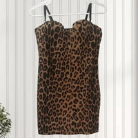 L | Leopard Print Mini Dress w/ Padded Cups