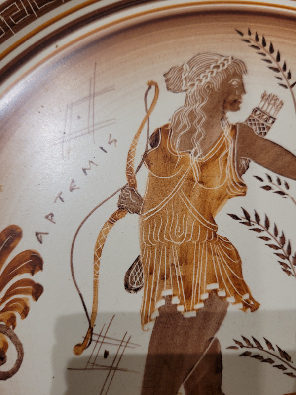 Artemis Goddess of Hunting. Greek clay wall hanging plate in Arts & Collectibles in Calgary - Image 2