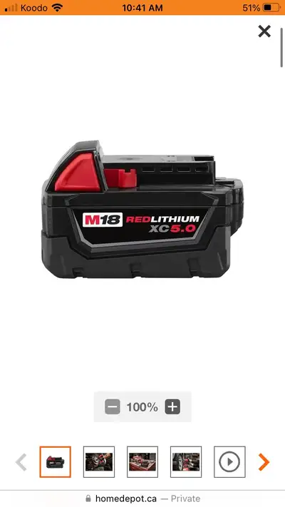 Milwaukee 5ah battery, View more