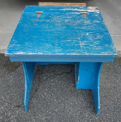 Mid century wooden school desk, View more