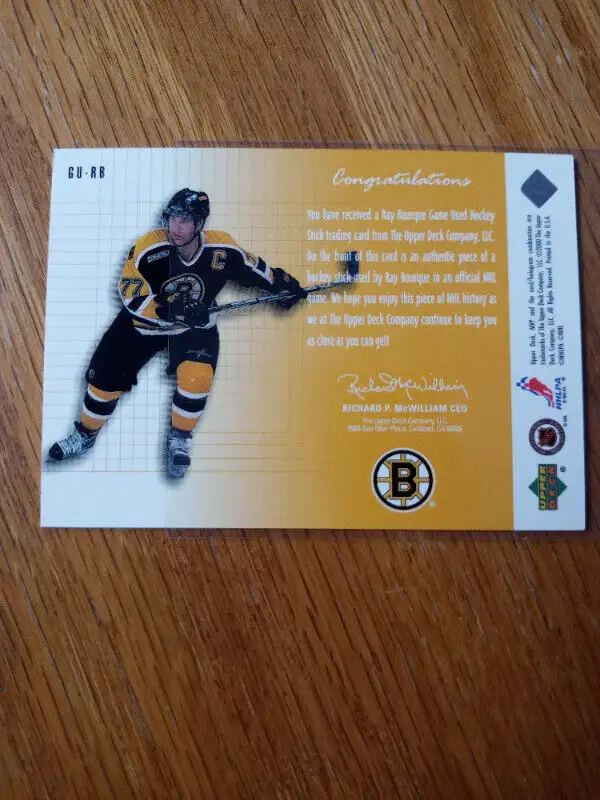 2000-01 Upper Deck MVP Hockey Ray Bourque Game Used Stick Card in Arts & Collectibles in St. Catharines - Image 4