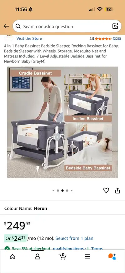 4 in 1 Baby Bassinet Bedside Sleeper, View more