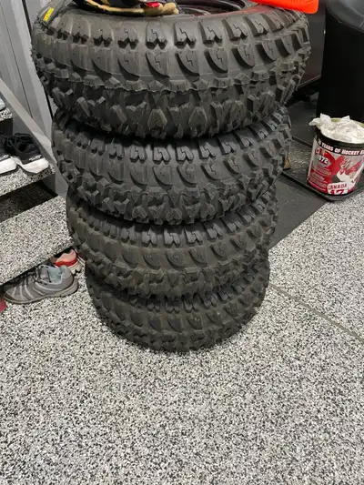 Brand new take offs from 2025 Honda pioneer 520 sxs . These wheels and tires will fit any Honda quad...