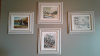 4 toiles à l'huile sur Canevas représentant les 4 saisons