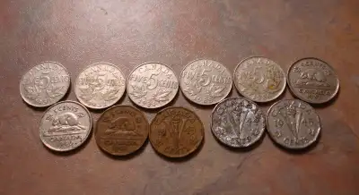Canada nickels 5c coin 1930-1945, $4 each, View more