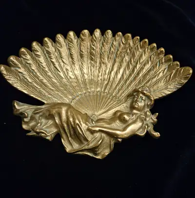 ANTIQUE FRENCH ART NOUVEA BRASS VANITY/PIN TRAY, View more