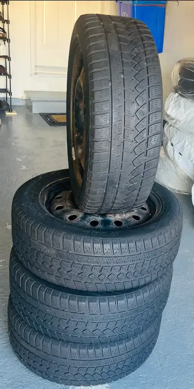 Selling a set of 4 winter tires with rims, size 205/55R16 – asking $375. ✅ Only used for one season...