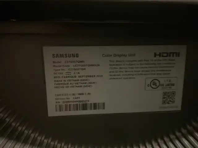 Samsung Curved Gaming Monitor 27" Model C27G55TQWN63738376990083122