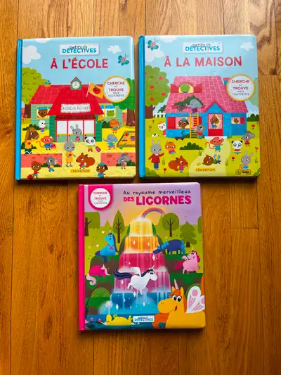 LIVRE ENFANT * CHERCHE ET TROUVE PETITS DÉTECTIVES *(7$ ch/18$ le lot de 3 livres) CHERCHE ET TROUVE...