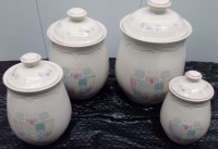 SET OF 4 TIENSHAN STONEWARE CANISTERS