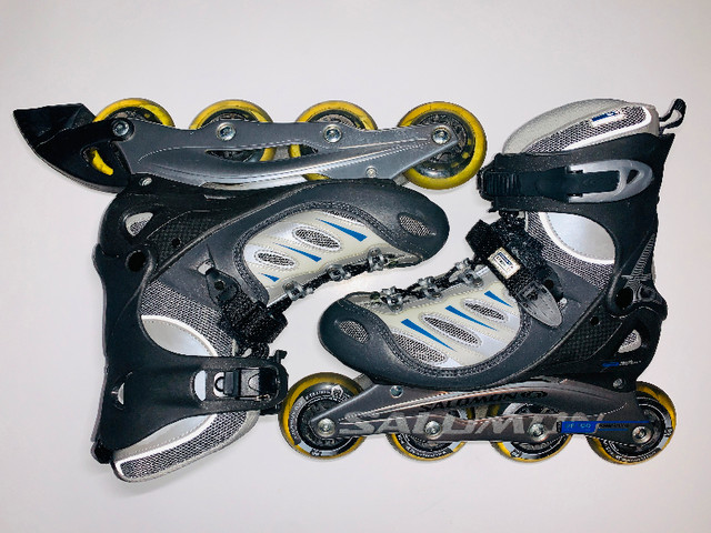 SALOMON-PATINS ROUES ALIGNÉES/ROLLERBLADES-WOMENS SIZE:8  (C036) in Skates & Blades in City of Montréal