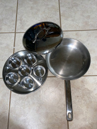 Stainless steel 6 cup egg poacher skillet/pan/pot