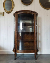 Antique Tiger Oak Display Cabinet - Delivery Available 