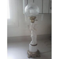 Vintage Ceramic Cherub Angel with Glass Globe Shade
