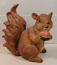 Vintage Resin Squirrel Hollow Statue with Acorn 