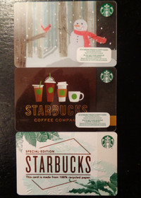3 Wintry Starbucks Collector Cards