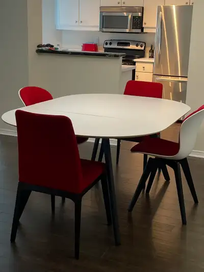 Designer White Dining Table + 4 Matching Chairs Set, View more