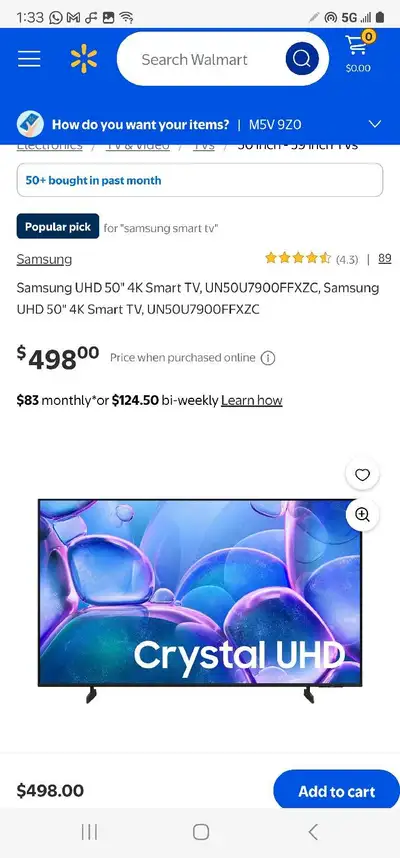 2025 - Samsung UHD 50" 4K Smart TV, Samsung UHD 50" 4K Smart TV, View more