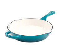 Crock Pot Artisan 10 Inch Enameled Cast Iron Round Skillet, Teal