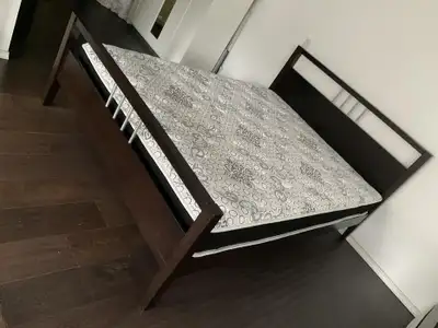 Queen Bed Frame + Near-New Mattress, View more