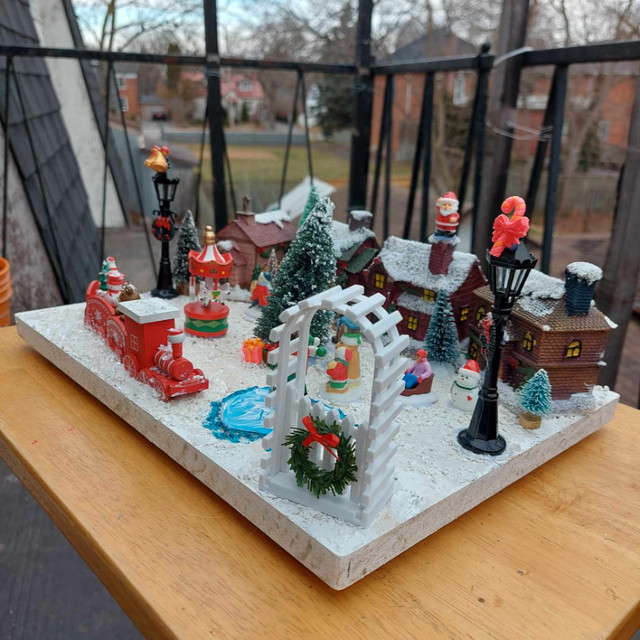 Christmas Village Center Piece With Carousel - 10" x 15" - $50 in Holiday, Event & Seasonal in Belleville - Image 3