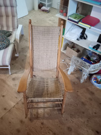 ***PRICE REDUCED***  VINTAGE HIGH BACK WICKER ROCKING  CHAIR