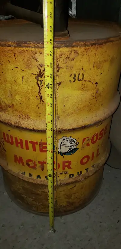 Vintage 35G White Rose Oil Drum with Hand Pump, View more