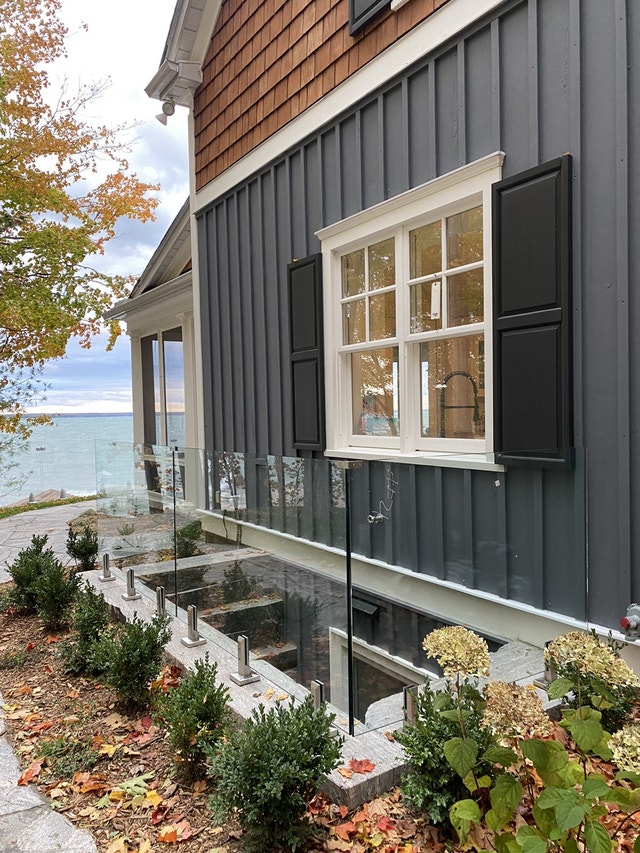 GLASS RAILING STAIRS DECKS OFFICE ENTRANCES PARTITIONS ENCLOSURE