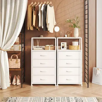 Mexin 4-Drawer Storage Dresser with Open Shelf – White, View more