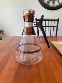 Vintage Rose Gold Tapered Inland Glass Coffee pot / Carafe - Mid