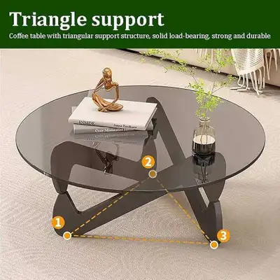 Round Tempered Glass Coffee Table,Modern Coffee Table with Tempe, View more