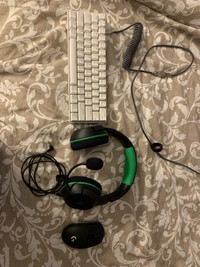 Keyboard, mouse, headset