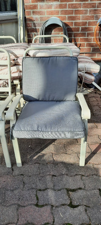 2  two piece grey patio cushions