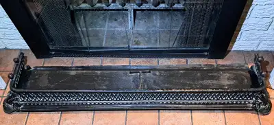 Antique Victorian Cast Iron Fireplace Fender, View more