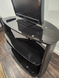 MODERN BLACK TEMPERED GLASS TV STAND